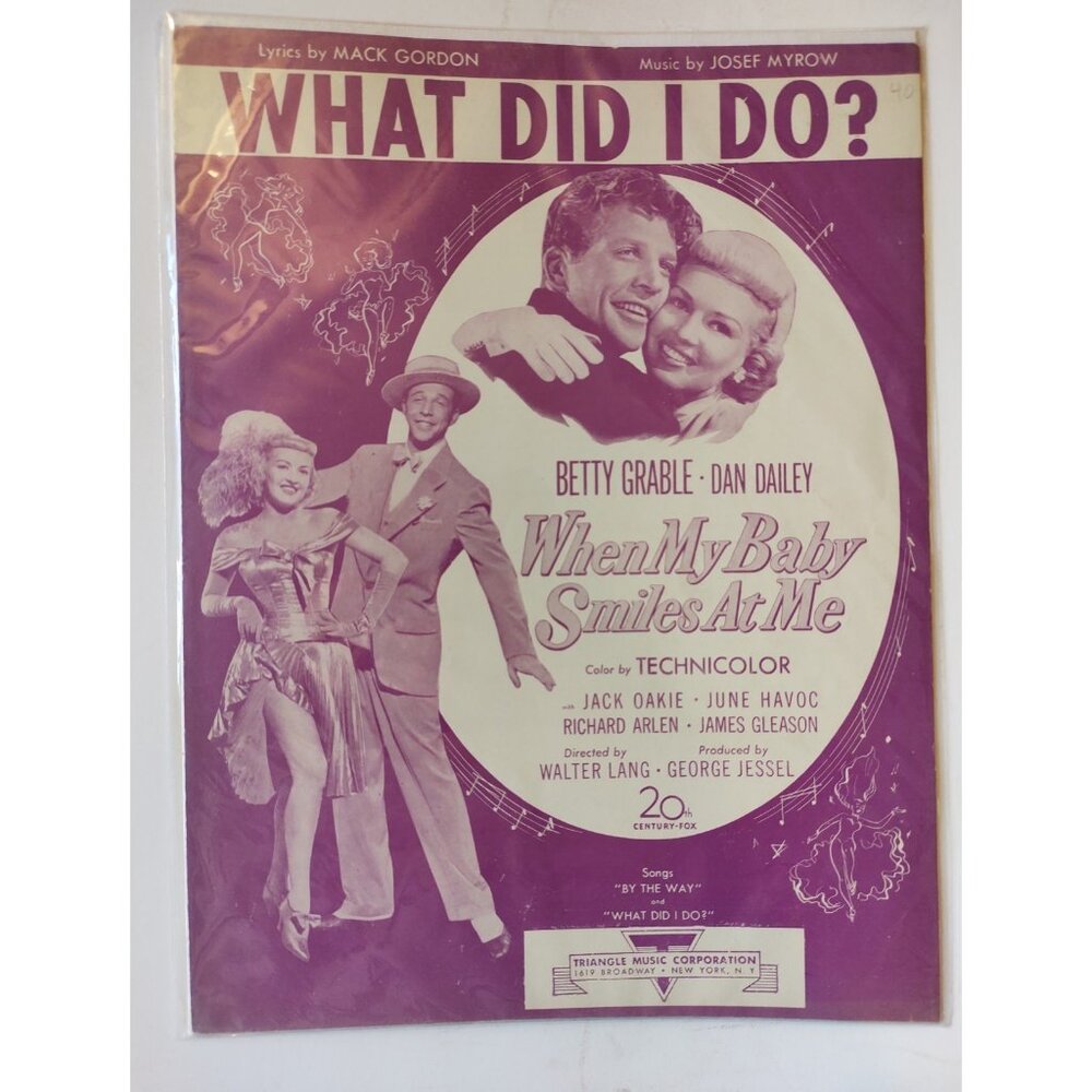 What Did I Do Betty Grable Dan Dailey Josef Myrow Mack Gordon Sheet